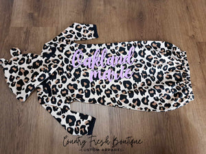 Leopard Print Baby Gown & Hat Personalized