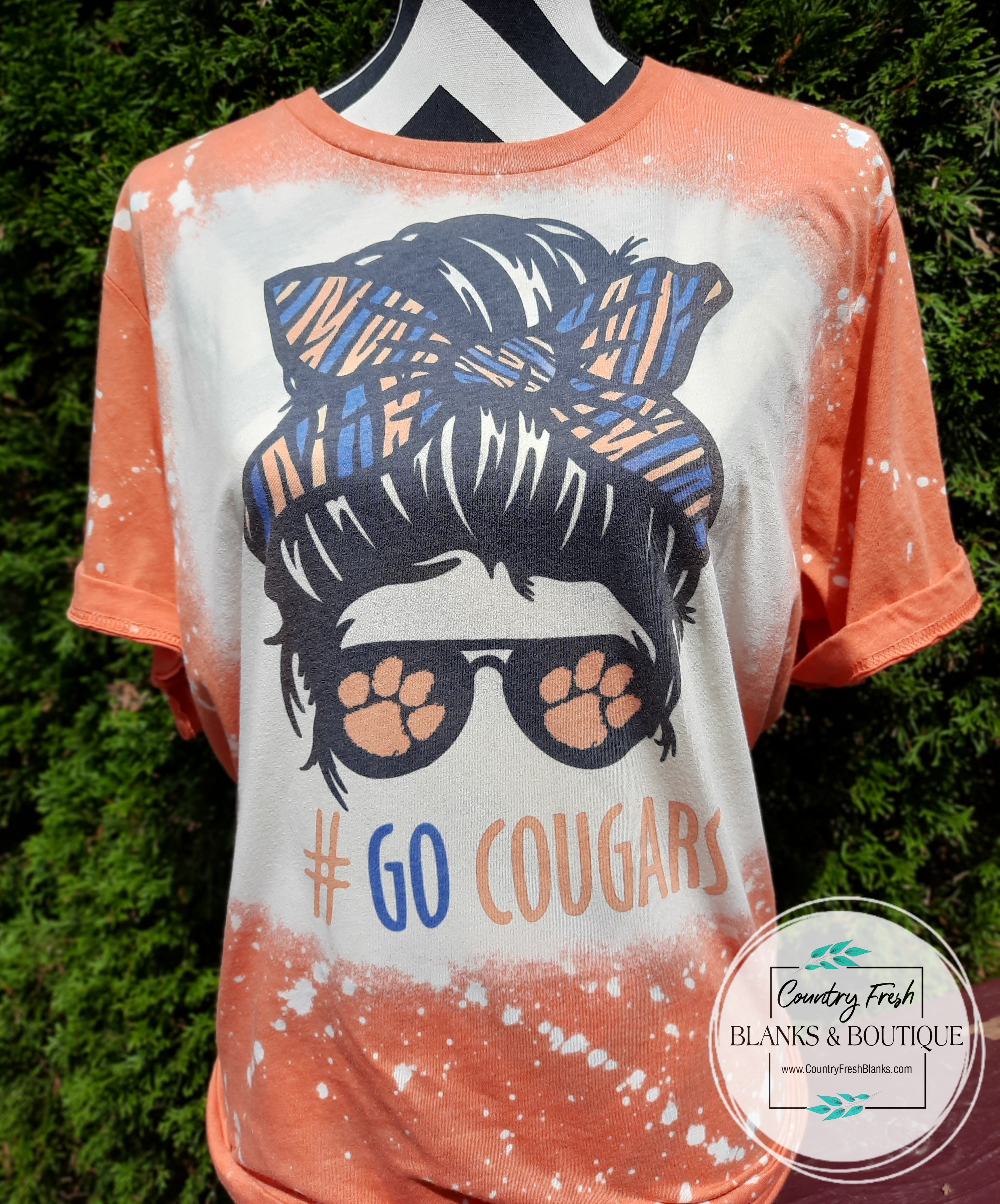 Go Cougars Messy Bun Tee