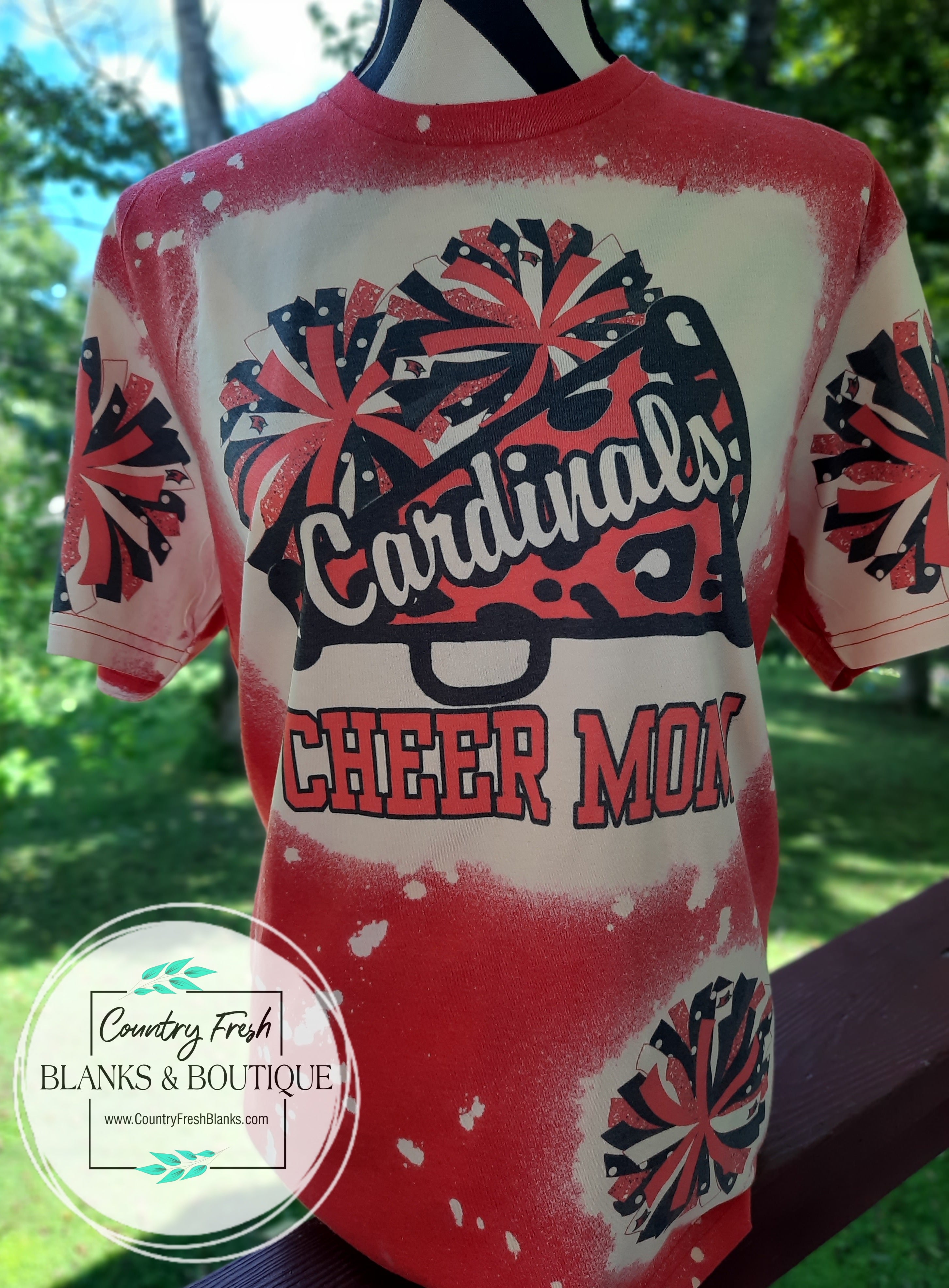 Cardinals Cheer Mom Cheetah Print Megaphone Tee