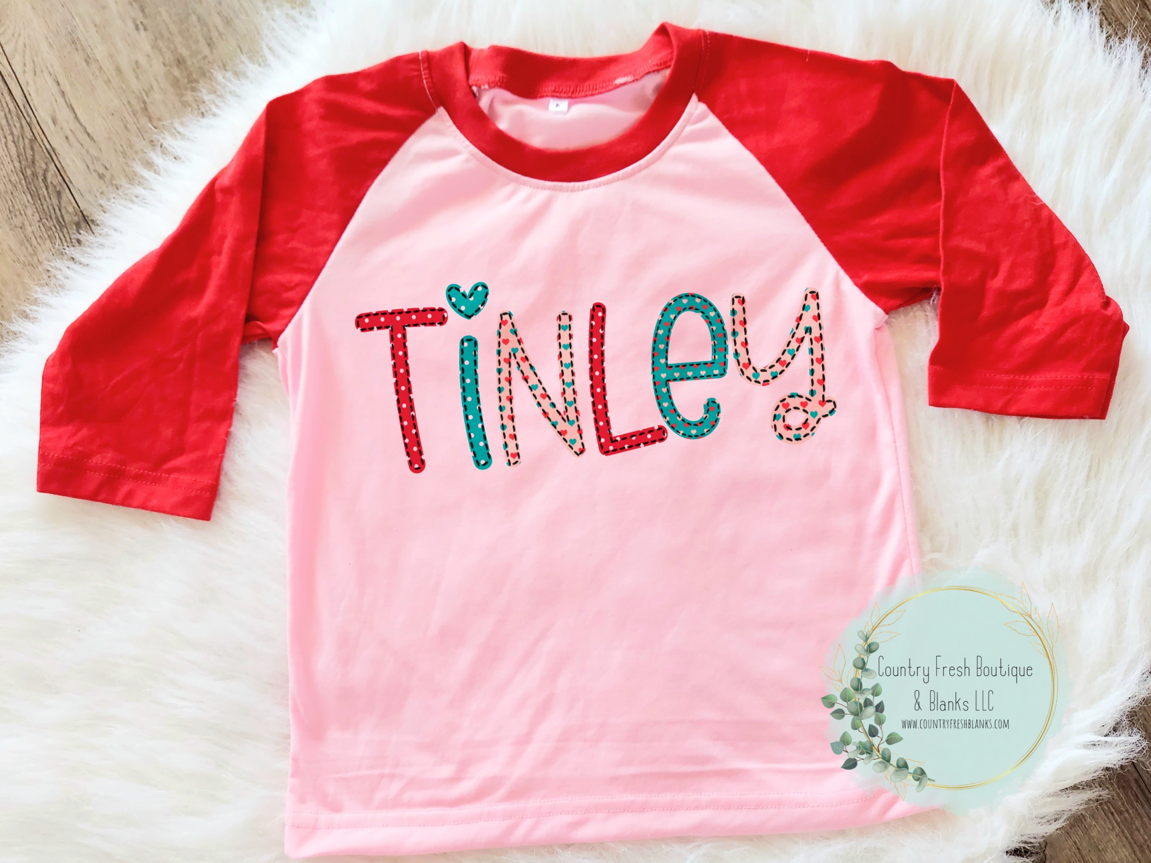 Valentine Doodle Name Raglan