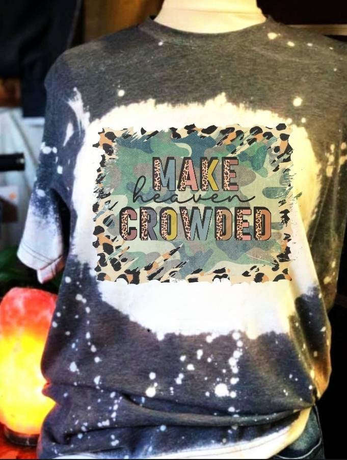 Make Heaven Crowded Distressed Camo Cheetah Upcycled Tshirt