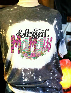 Blessed Mamaw Floral Upcycled Tshirt